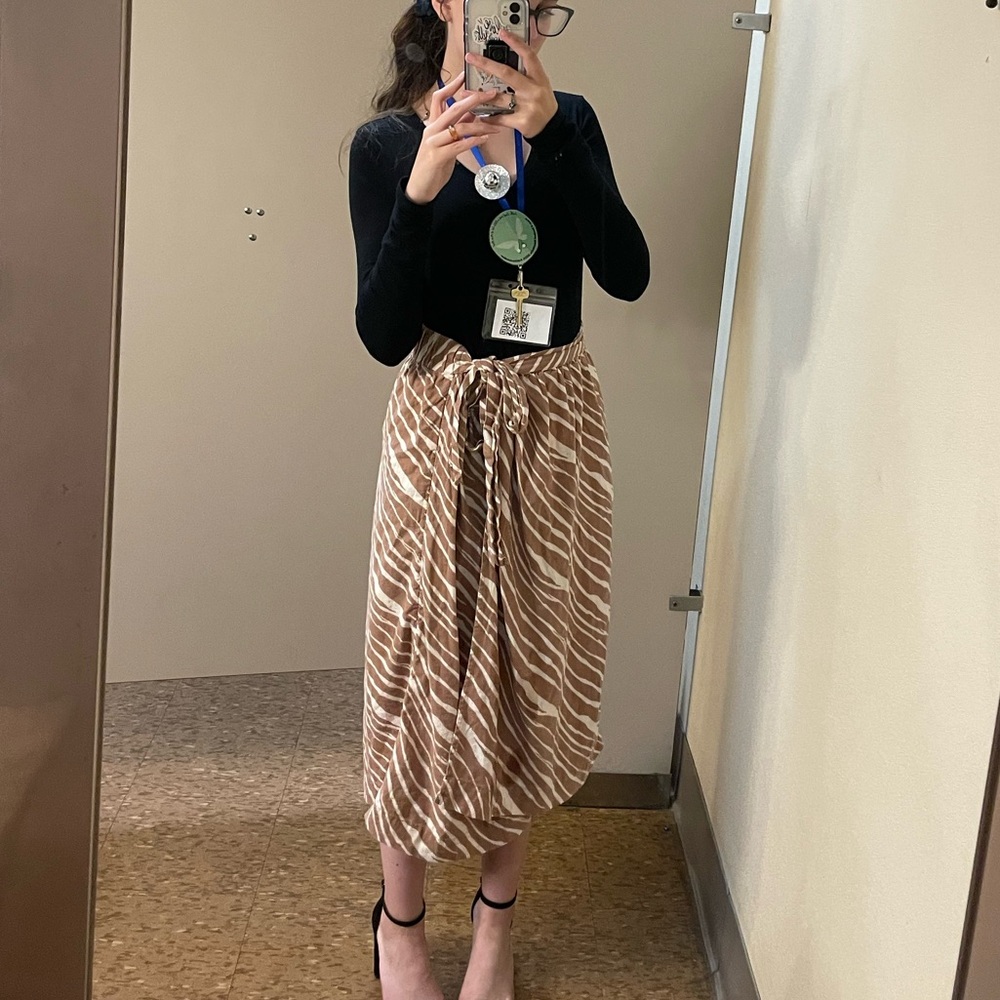 a new day Brown & Cream Zebra-Print Drawstring Skirt